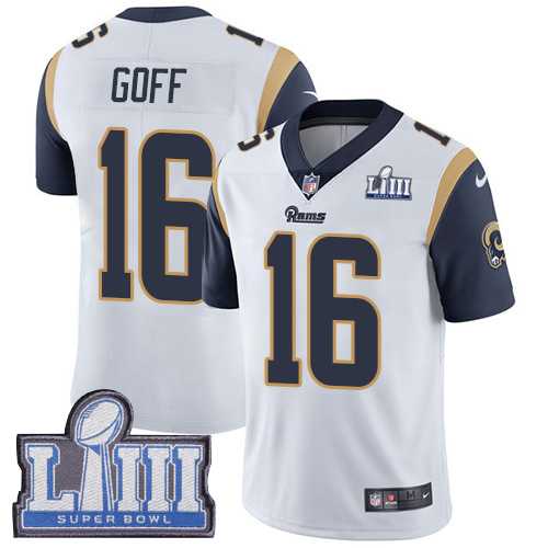 Youth Nike Rams 16 Jared Goff White 2019 Super Bowl LIII Vapor Untouchable Limited Jersey